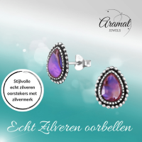 Zilveren Roze Abalone Oorbellen 12x9 mm -