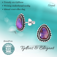 Zilveren Roze Abalone Oorbellen 12x9 mm -