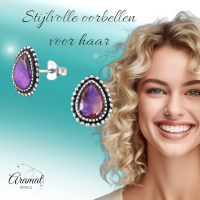 Zilveren Roze Abalone Oorbellen 12x9 mm -