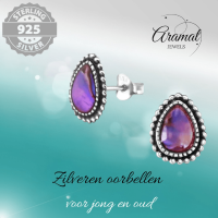Zilveren Roze Abalone Oorbellen 12x9 mm -