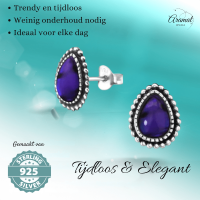 Zilveren Paars Abalone Oorbellen 12x9 mm -