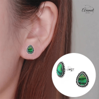 Zilveren Groen Abalone Oorbellen 12x9 mm -