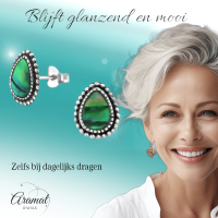 Zilveren Groen Abalone Oorbellen 12x9 mm -