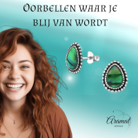 Zilveren Groen Abalone Oorbellen 12x9 mm -