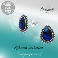Zilveren Abalone Oorbellen 12x9 mm -