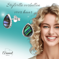 Zilveren Abalone Oorbellen 10x8 mm - Dames