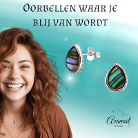 Zilveren Abalone Oorbellen 10x8 mm - Dames