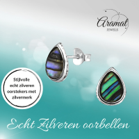 Zilveren Abalone Oorbellen 10x8 mm - Dames