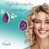 Zilveren Roze Abalone Oorbellen 10x8 mm -