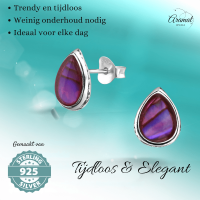 Zilveren Roze Abalone Oorbellen 10x8 mm -