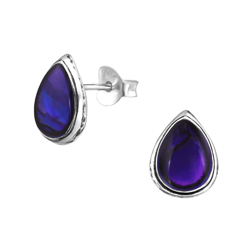Zilveren Druppel Oorbellen Abalone 10x8 mm - Dames