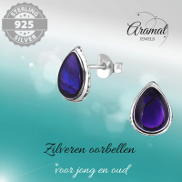 Zilveren Druppel Oorbellen Abalone 10x8 mm - Dames