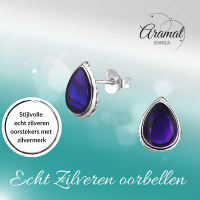 Zilveren Druppel Oorbellen Abalone 10x8 mm - Dames