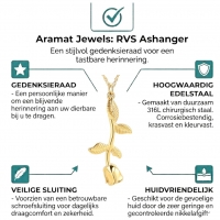 Goudkleurige Ashanger Roos RVS &acirc;&euro;&ldquo; 45x23mm Romantisch Gedenksieraad - Unisex