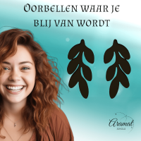 Zwarte Blaadjes Oorbellen RVS - 12x6 mm -