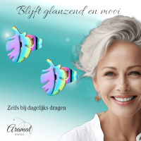 Regenboog blad oorbellen 9 mm -