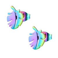 Regenboog blad oorbellen 9 mm -
