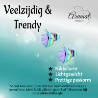Regenboog blad oorbellen 9 mm -