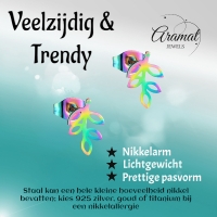 Regenboog blad oorbellen 11&Atilde;&mdash;7 mm -