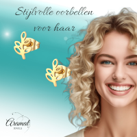 Goudkleurige blad oorbellen 10&Atilde;&mdash;7 mm -