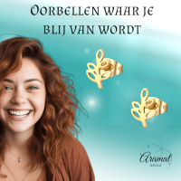 Goudkleurige blad oorbellen 10&Atilde;&mdash;7 mm -