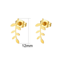 Goudkleurige blad oorbellen 12 mm - RVS -