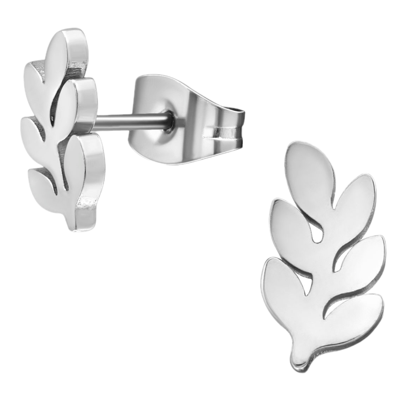 Zilverkleurige blad oorbellen 12&Atilde;&mdash;7 mm -