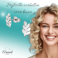 Zilverkleurige blad oorbellen 12&Atilde;&mdash;7 mm -