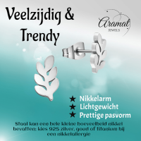 Zilverkleurige blad oorbellen 12&Atilde;&mdash;7 mm -