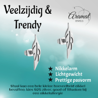 Zilverkleurige blad oorbellen 11&Atilde;&mdash;2&acirc;&euro;&macr;mm -
