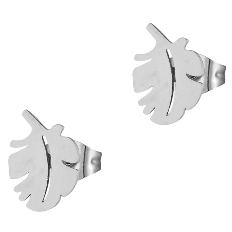 Zilverkleurige blad oorbellen 10&Atilde;&mdash;7&acirc;&euro;&macr;mm -