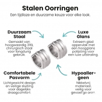 Zilverkleurige Klapcreolen - RVS - Twee Strepen - 13 mm - Uniseks -