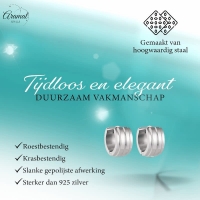 Zilverkleurige Klapcreolen - RVS - Twee Strepen - 13 mm - Uniseks -