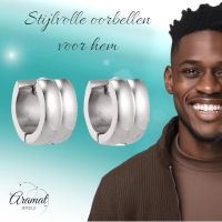 Zilverkleurige RVS Klapcreolen - 13 mm -