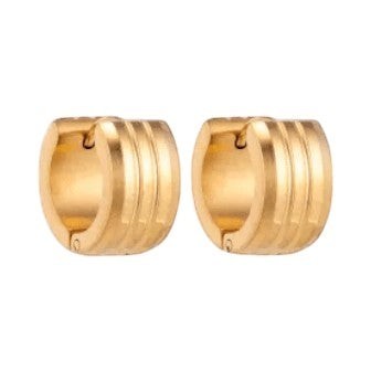 Goudkleurige Oorringen Uniseks - Twee Strepen - 13mm -