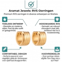 Goudkleurige Oorringen Uniseks - Twee Strepen - 13mm -
