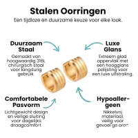 Goudkleurige Oorringen Uniseks - Twee Strepen - 13mm -