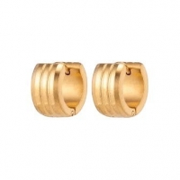 Goudkleurige Oorringen Uniseks - Twee Strepen - 13mm -