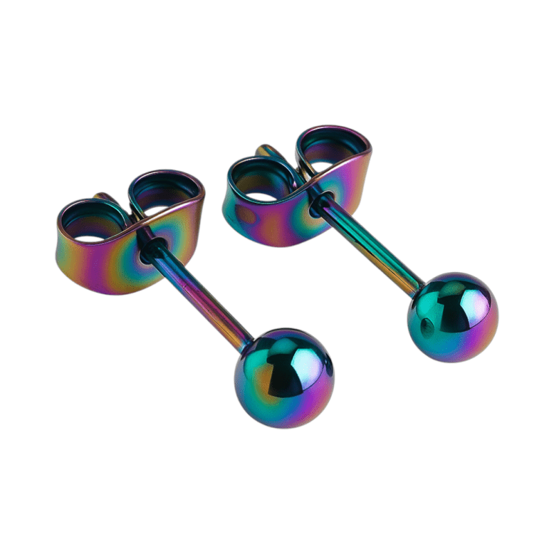 Regenboogkleurige bolletjes oorstuds 4 mm -