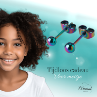 Regenboogkleurige bolletjes oorstuds 4 mm -