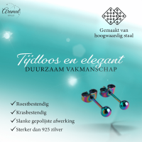 Regenboogkleurige bolletjes oorstuds 4 mm -