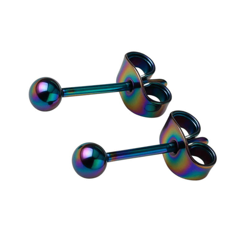 Regenboogkleurige bolletjes oorstuds 3 mm -
