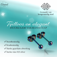 Regenboogkleurige bolletjes oorstuds 3 mm -