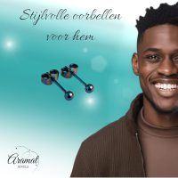 Regenboogkleurige bolletjes oorstuds 3 mm -
