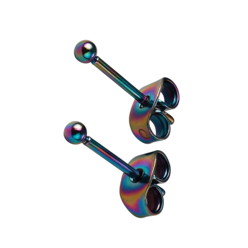 Regenboogkleurige mini oorstuds 2 mm -