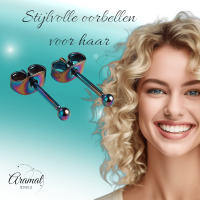 Regenboogkleurige mini oorstuds 2 mm -