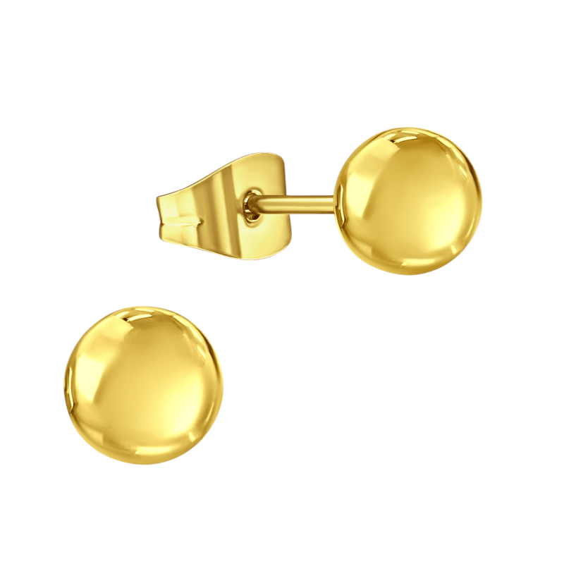 RVS Bolletjes Oorbellen Goudkleur 6mm - Tijdloze Ronde Oorstekers -