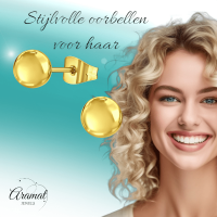 RVS Bolletjes Oorbellen Goudkleur 6mm - Tijdloze Ronde Oorstekers -