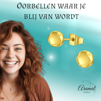 RVS Bolletjes Oorbellen Goudkleur 6mm - Tijdloze Ronde Oorstekers -