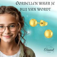 Bolletjes oorbellen &acirc;&euro;&ldquo; Goudkleur &acirc;&euro;&ldquo; 5mm -